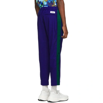 Shop Kenzo Blue Cropped Sideband Trousers In 74 Slateblu