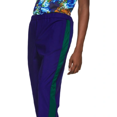 Shop Kenzo Blue Cropped Sideband Trousers In 74 Slateblu