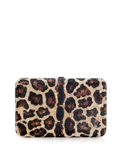 Shop Judith Leiber Seamless Leopard Crystal Clutch Bag In Multi