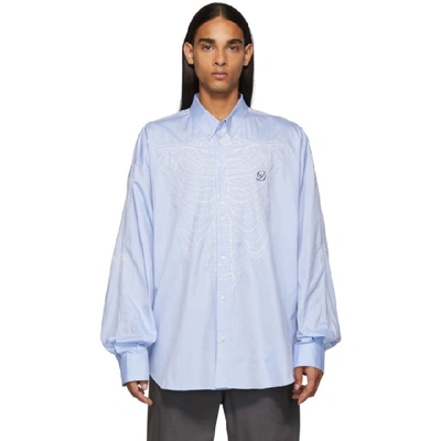 Shop Doublet Blue Skeleton Embroidery Shirt