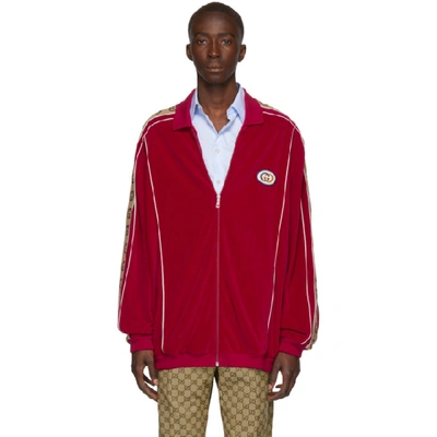 Shop Gucci Red Zipover Track Jacket In 6503 Red