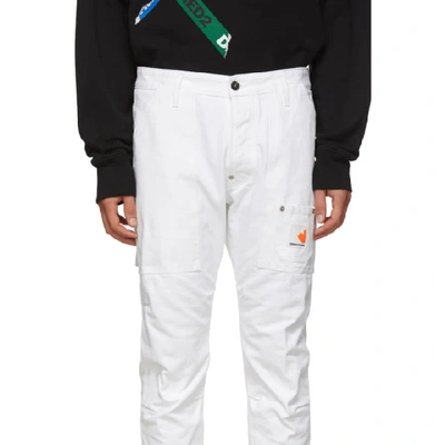 Shop Dsquared2 White Canvas Jeans In 100 White
