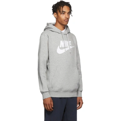 Shop Nike Grey Fleece Sportswear Club Hoodie In 063dkgryhsl