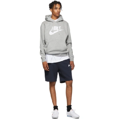 Shop Nike Grey Fleece Sportswear Club Hoodie In 063dkgryhsl