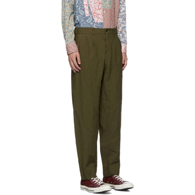 Shop Comme Des Garçons Homme Deux Comme Des Garcons Homme Deux Khaki Serge Stripe Trousers In 3 Khaki