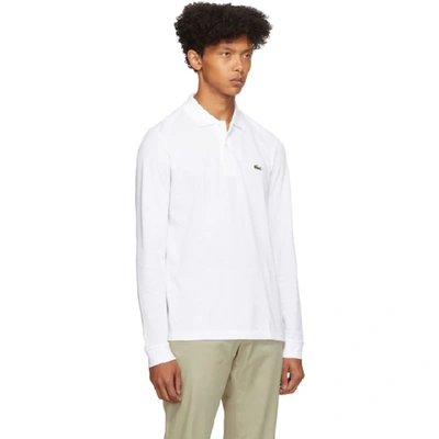 Shop Lacoste White Classic Long Sleeve Polo In 001 White