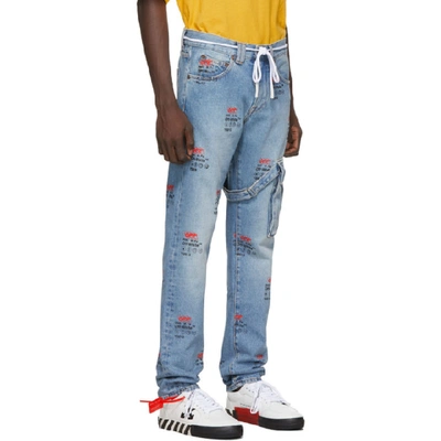 Shop Off-white Blue Bleach Logo Jeans In 7110 Blcblk