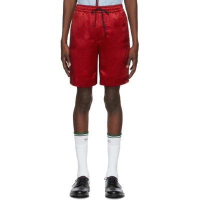 Shop Gucci Red And Black Gg Shorts In 6429 Red