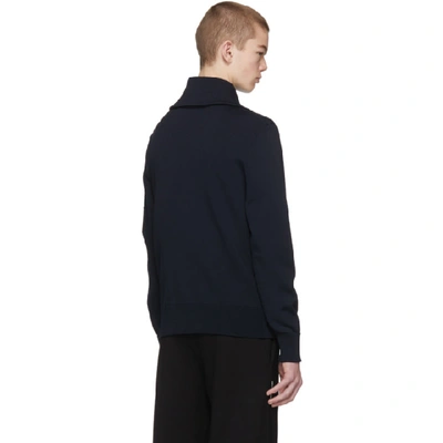 Shop Neil Barrett Navy Magliera Techno Yarn Zip Sweater In 415 Dknavy