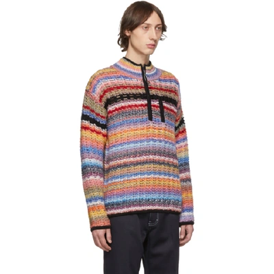 Shop Kenzo Multicolor Stripes Zip-up Sweater In 20 Multicol