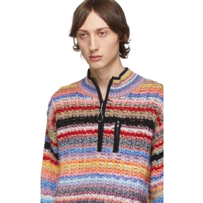 Shop Kenzo Multicolor Stripes Zip-up Sweater In 20 Multicol