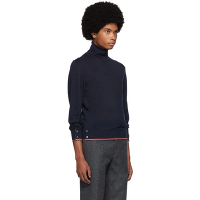 Shop Thom Browne Navy Cashmere Classic Turtleneck In 415 Navy