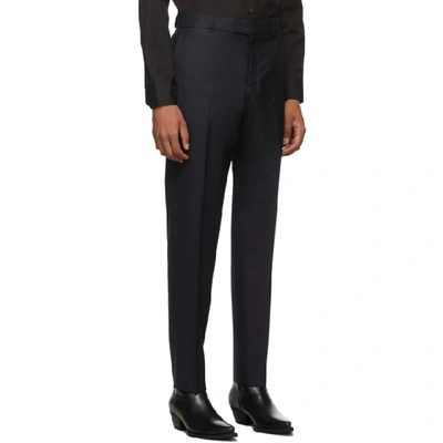 Shop Kenzo Black Twill Slim Trousers In 78 Ink