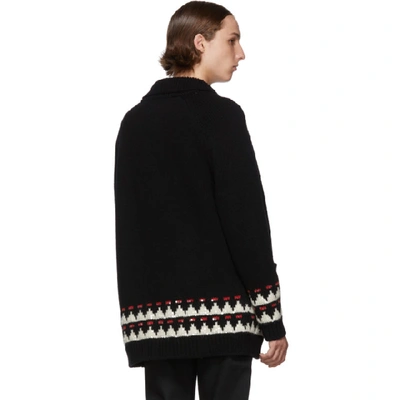 Shop Saint Laurent Black Wool Jacquard Cardigan In 6170 Blkrd