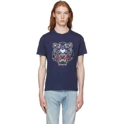 Shop Kenzo Navy Bleached Tiger T-shirt In 78-navy