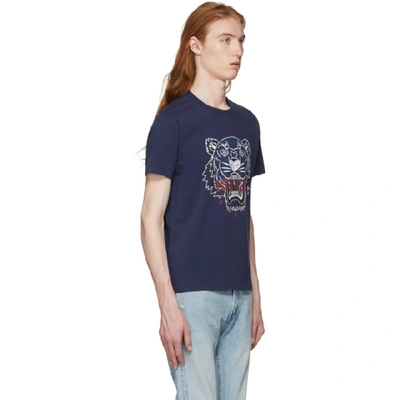 Shop Kenzo Navy Bleached Tiger T-shirt In 78-navy