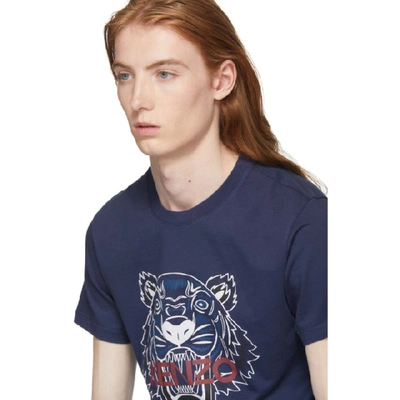 Shop Kenzo Navy Bleached Tiger T-shirt In 78-navy