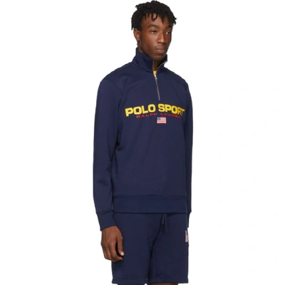 Shop Polo Ralph Lauren Navy Fleece Polo Sport Half-zip Sweatshirt