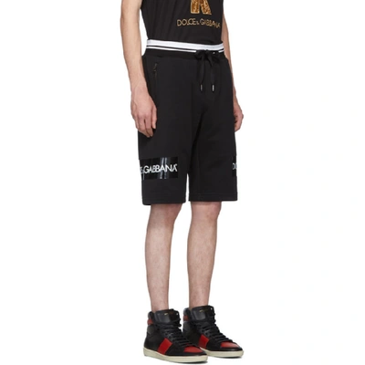 Shop Dolce & Gabbana Dolce And Gabbana Black Embroidered Logo Tape Shorts