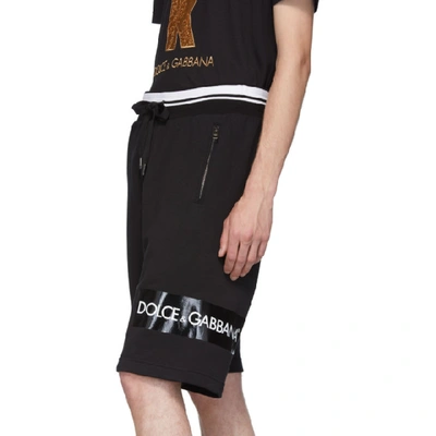 Shop Dolce & Gabbana Dolce And Gabbana Black Embroidered Logo Tape Shorts