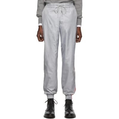 Shop Thom Browne Grey Stripe Ripstop Track Pants In 055 Lt Gry