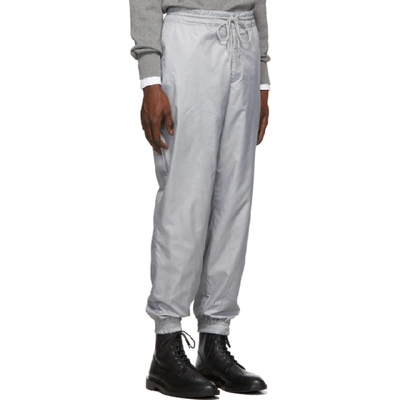 Shop Thom Browne Grey Stripe Ripstop Track Pants In 055 Lt Gry
