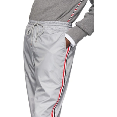 Shop Thom Browne Grey Stripe Ripstop Track Pants In 055 Lt Gry