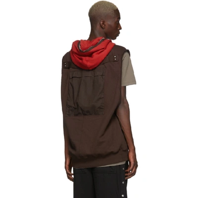 Shop Rick Owens Drkshdw Brown & Red Gimp Sleeveless Hoodie