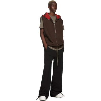 Shop Rick Owens Drkshdw Brown & Red Gimp Sleeveless Hoodie