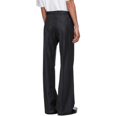 Shop Balenciaga Navy Wool Trousers In 5004 Nv Wht