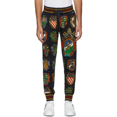 Shop Dolce & Gabbana Dolce And Gabbana Black Emblem Lounge Pants In Hb08b Stem2