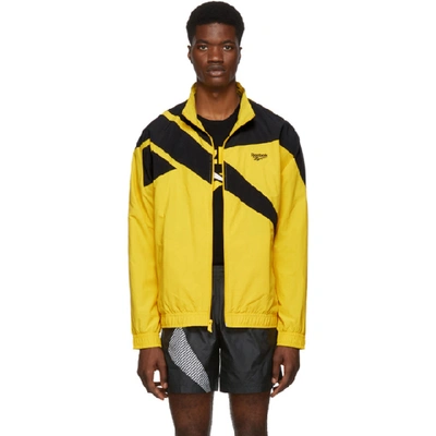 Shop Reebok Classics Yellow And Black Vector Track Jacket In Toxic Yellw