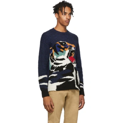 Shop Kenzo Navy Big Tiger Sweater In 76 Navy