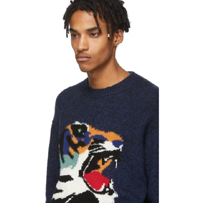 Shop Kenzo Navy Big Tiger Sweater In 76 Navy