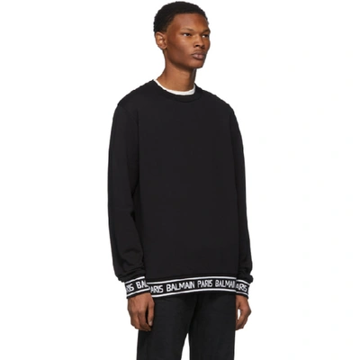 Shop Balmain Black Logo Trim Sweater In 0pa Noir