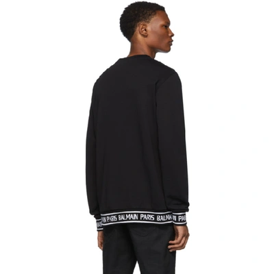 Shop Balmain Black Logo Trim Sweater In 0pa Noir