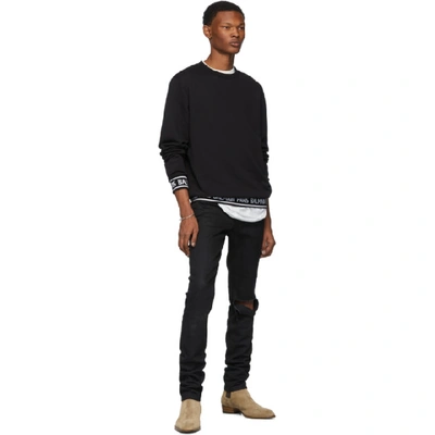 Shop Balmain Black Logo Trim Sweater In 0pa Noir