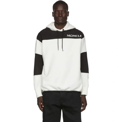 Shop Moncler Grenoble Off-white Polar Fleece Maglia Logotype Hoodie In 04a Ivory