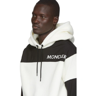 Shop Moncler Grenoble Off-white Polar Fleece Maglia Logotype Hoodie In 04a Ivory