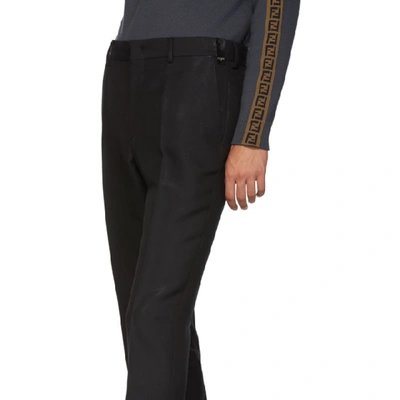 Shop Fendi Black Shiny Gabardine Trousers In F0qa1 Noir