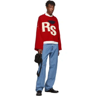 Shop Raf Simons Red Virgin Wool Cropped Oversized Rs Sweater In 00030 Red
