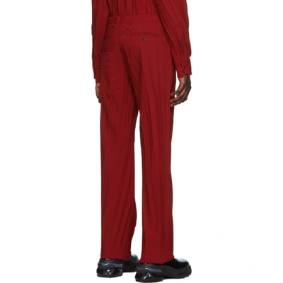 Shop Valentino Red Plisse Trousers In 157rosso