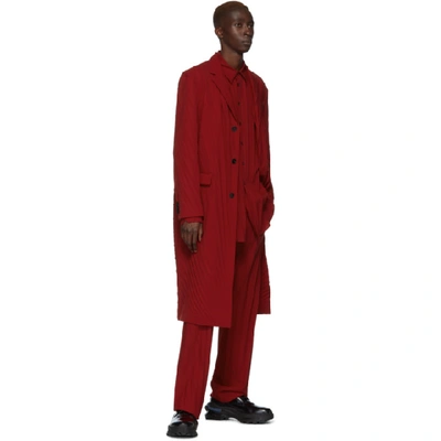 Shop Valentino Red Plisse Trousers In 157rosso