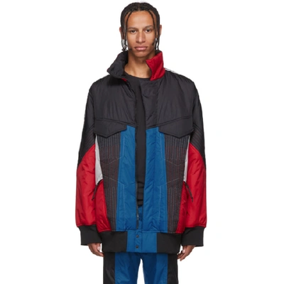 Shop Y-3 Multicolor Colorblock Padded Track Jacket In Blkbluered