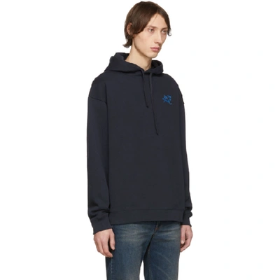 Shop Raf Simons Navy Illusions Hoodie In 00043 Navy