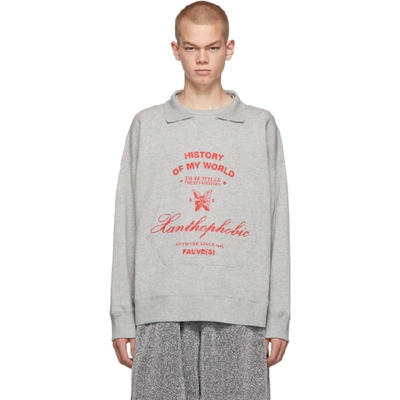 Shop Raf Simons Grey Xanthophobic Collar Sweatshirt In 00081 Ltgre