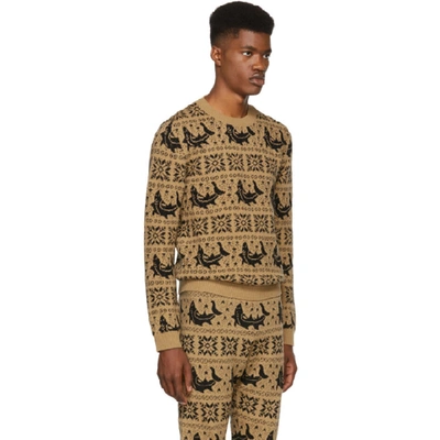 Shop Gucci Brown All Over Jacquard Sweater In 2603 Camel