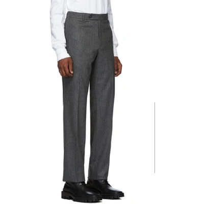 Shop Helmut Lang Grey Flannel Pinstripe Trousers In Wolf