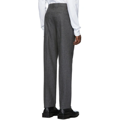 Shop Helmut Lang Grey Flannel Pinstripe Trousers In Wolf