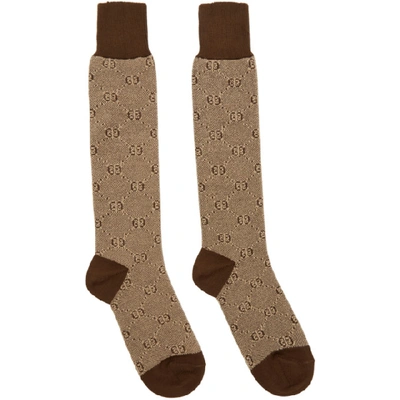 Shop Gucci Brown Gg Socks In 2179 Brown